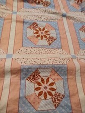 40x90" pink blue pin wheel country vintage quilt print chic fabric material