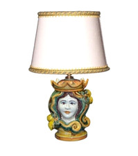 Lampada da Tavolo Ceramica Lampade Testa di Moro Abat Jour Lume da Comodino Comò