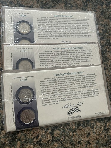 2002,2006,2007 US Mint First Day Issue State Quarter Coin Set Sealed