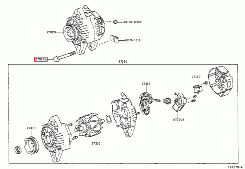Genuine Toyota Spacio NZE121 Alternator Pivot Bolt - Picture 7 of 17