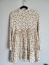  Nasty Gal Tierred high neck spot smock Dress  Cream size 10