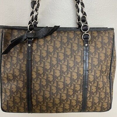 Dior Brown Trotter Monogram Print Bag Handbag Bow