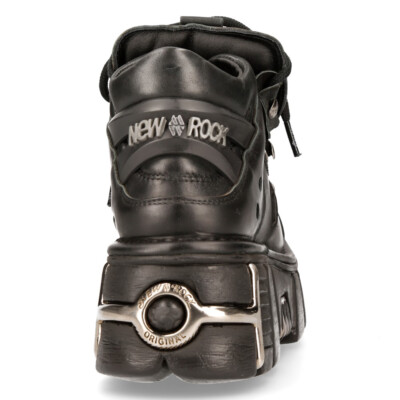 New Rock 106-S1 Unisex Metallic Black Gothic Classic Leather Biker