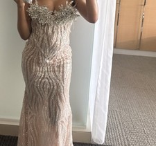 Women's Silver Sequin Beaded Strapless Sweetheart Long Maxi Prom Dress