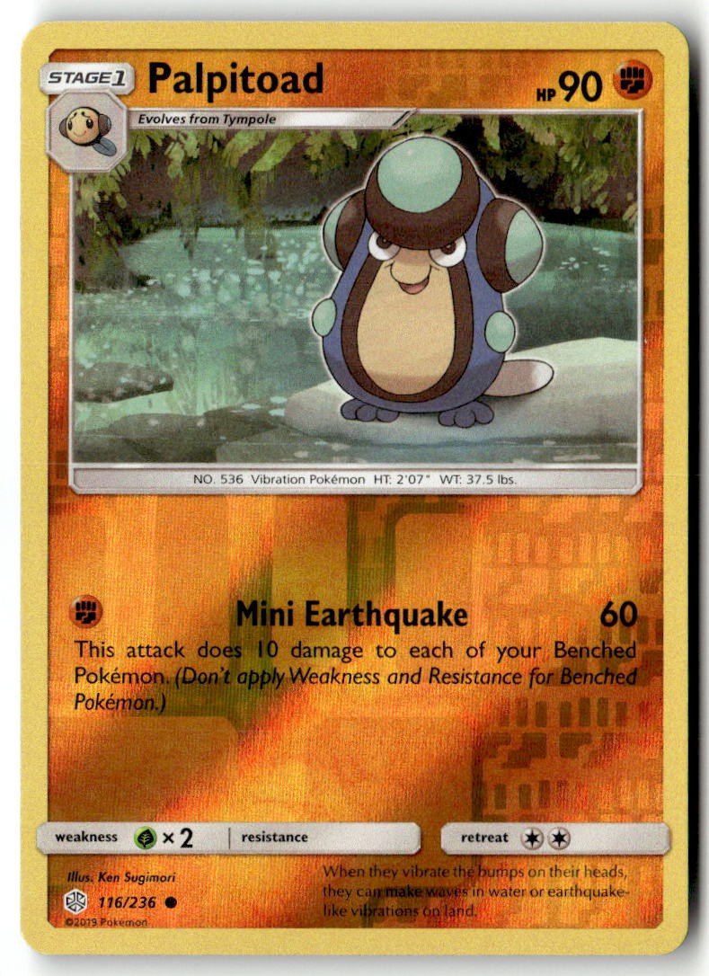 Palpitoad 116/236 Common SM - Cosmic Eclipse Pokemon Reverse Holofoil Near Mint