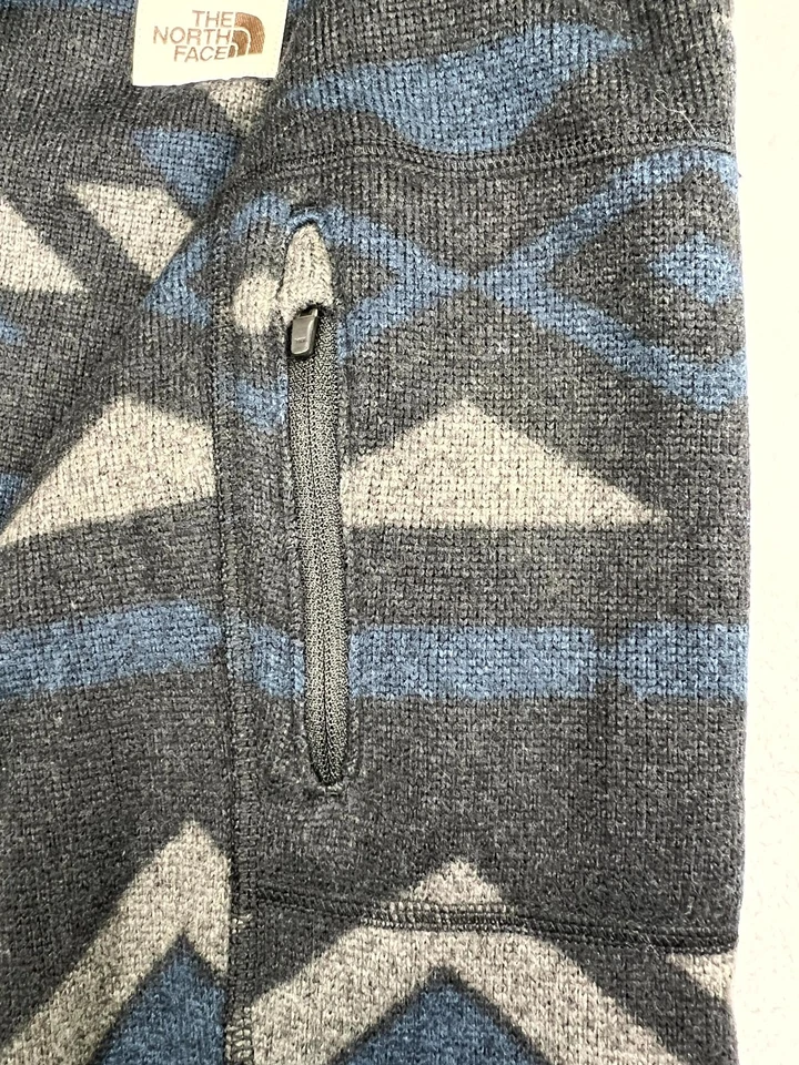 AOP North Face Gordon Lyons Fleece Sweater Mens Small Blue Aztec Quarter Zip - Image 4 of 4