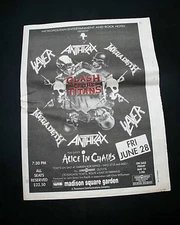 CLASH OF THE TITANS Anthrax Slayer Megadeth MSG Metal Concert 1991 Advertisement