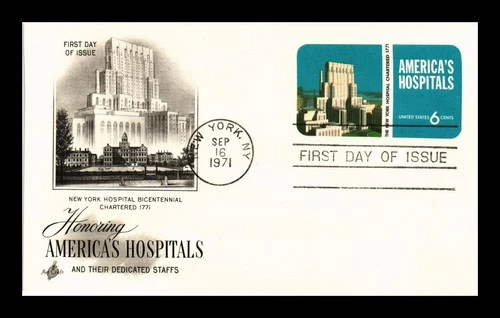 DR JIM STAMPS US FIRST DAY CARD AMERICA'S HOSPITALS NEW YORK HOSPITAL