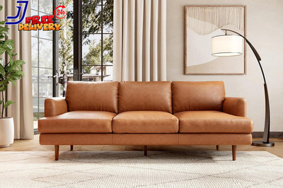 Valencia Grosseto 87  Cognac Tan Brown 3 Seater Full Leather Sofa Mid Century NE