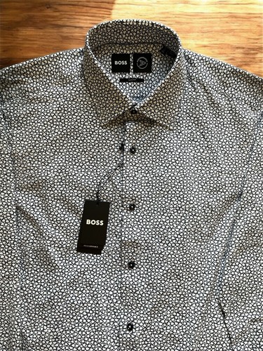 Hugo Boss Mens Hank Kent Travel Slim Fit Performance Stretch Dress Shirt 39 15.5 - Picture 3 of 6