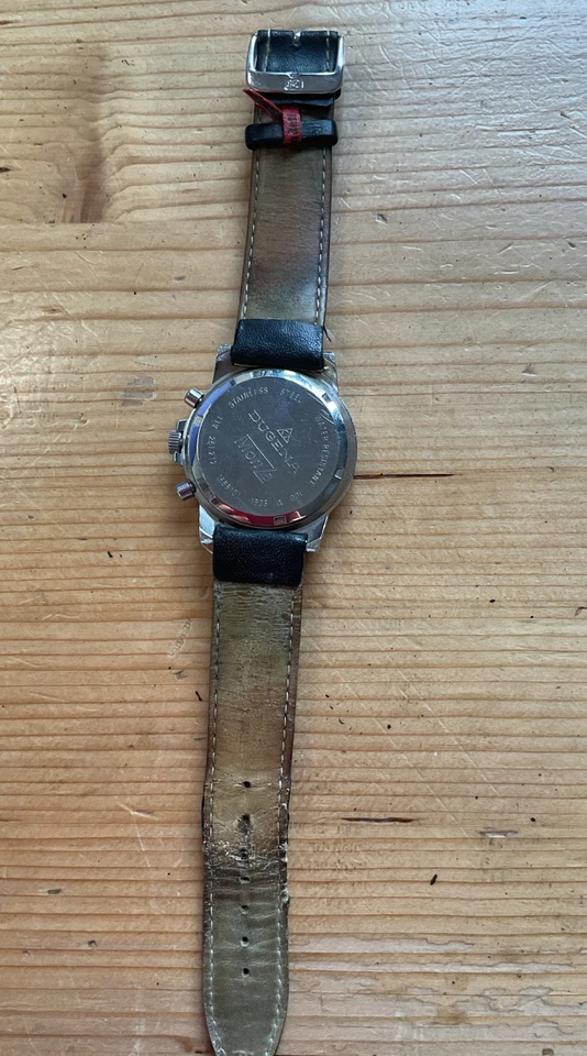 DUGENA Monza Herren Ambanduhr 251272 Chronograph Lederarmband Schwarz Getragen - Bild 2 von 4