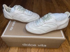 Dolce Vita Laini Womens Fashion Sneakers Off White Crackled Leather sz 6.5 NEW
