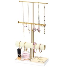 Jewelry Organizer Stand with Velvet Bracelet Holder, 3 Tier Sturdy Hangers fo...