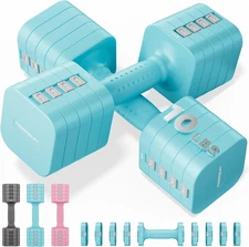 FEIERDUN 5-In-1 Adjustable Dumbbell Set of 2, 20LBS/10LBS Hand Weights for Women