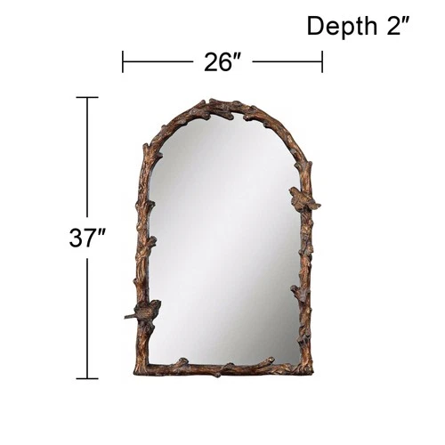 Arched Top Vanity Accent Wall Mirror Gold Gray Metal Frame 26" Wide for Bathroom - Picture 4 of 4