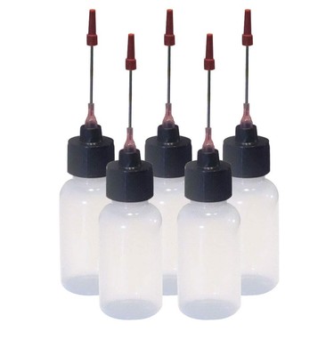 5-1oz Plastic Squeeze Bottles 1.5'' Stainless Applicators Condiment Craft