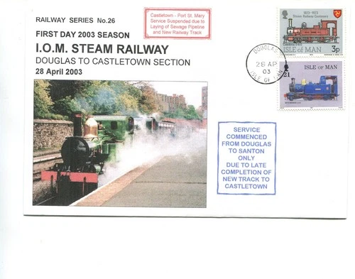Isle of Man 2003 1st day Steam Railway cover,  Douglas to Castletown