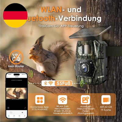Produktbild von MAXDONE Wildkamera WLAN Mit Handyübertragung App, Solar Mit 5200 Mah Akku Bewegu 7445028457475