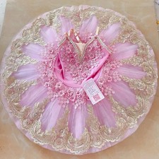 Girl Pink Ballet Tutu Women Pancake Ballerina Costumes Dance Performance Dress
