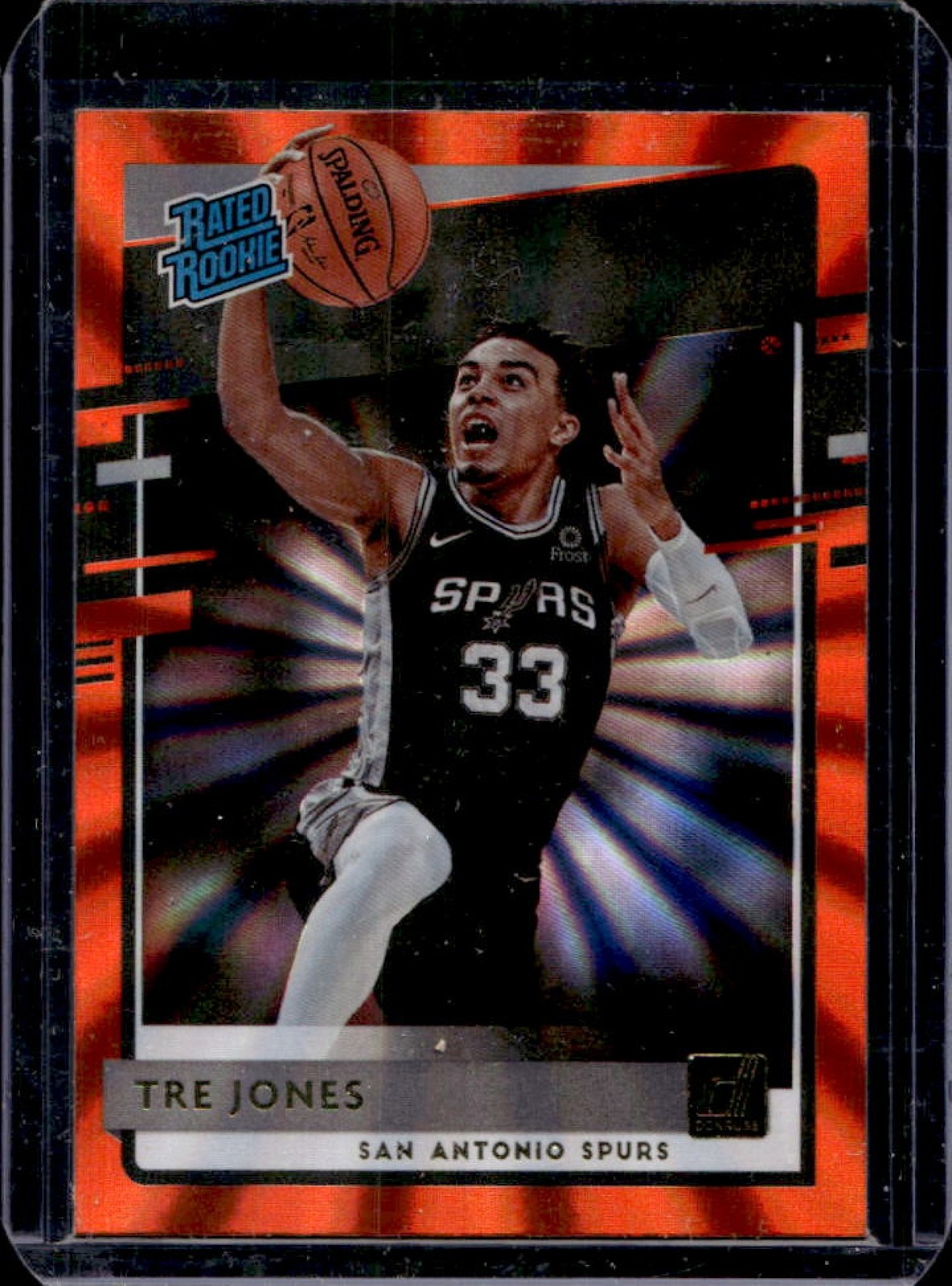 2020-21 Donruss Tre Jones Holo Orange Laser Rookie RC #244 Spurs