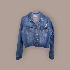 Evri Denim Jean Jacket Cropped Distressed Jackets Raw Hem Plus Size 0X