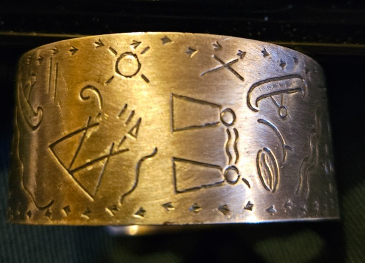 Unique Solid Copper Cuff Bracelet with Native Ame… - image 4