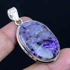 Russian Charoite 925 Silver Plated Handmade Pendant of 1.78"