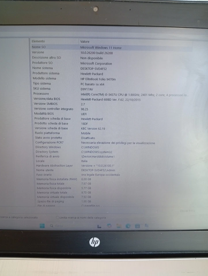 HP EliteBook Folio 9470m · i5-3427U · 8GB · 128GB, foto 3 di 5