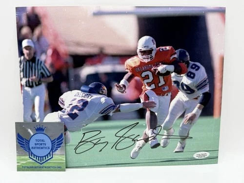 Barry Sanders SIGNED Oklahoma State Cowboys NFL HOF 8x10 PHOTO TSA COA HEISMAN
