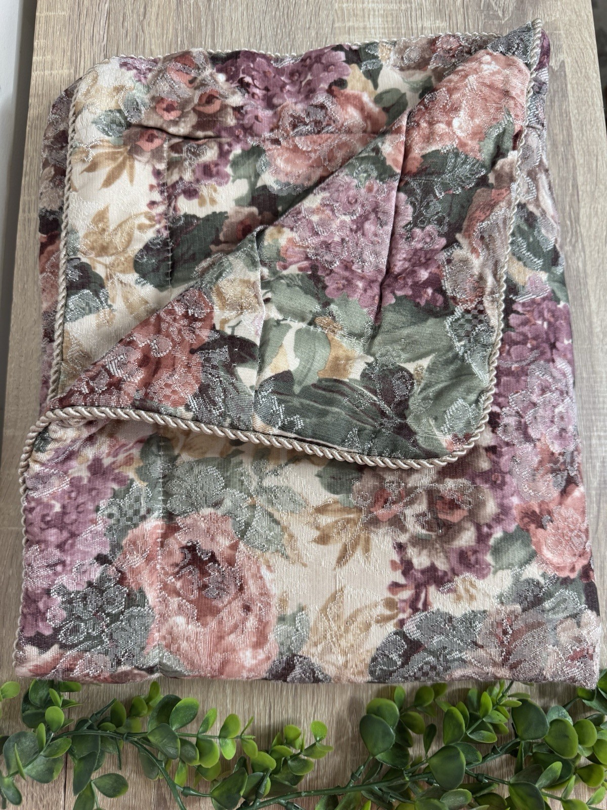 Croscill Cotswold Standard Pillow Sham Floral Padded Flange Rope Trim