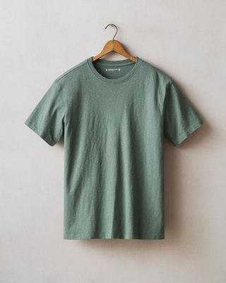 #ad American Giant Dark Forest Green Premium Slub Crew Neck T Shirt Large USA Made $39.99