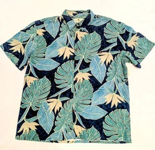 Island Shores  Hawaiian Shirt Mens  Floral Washable Silk Resort Wear Sz XL