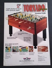 Tornado Wall Poster 1998 Foosball Soccer Table Game 27" X 19" Has TEARS