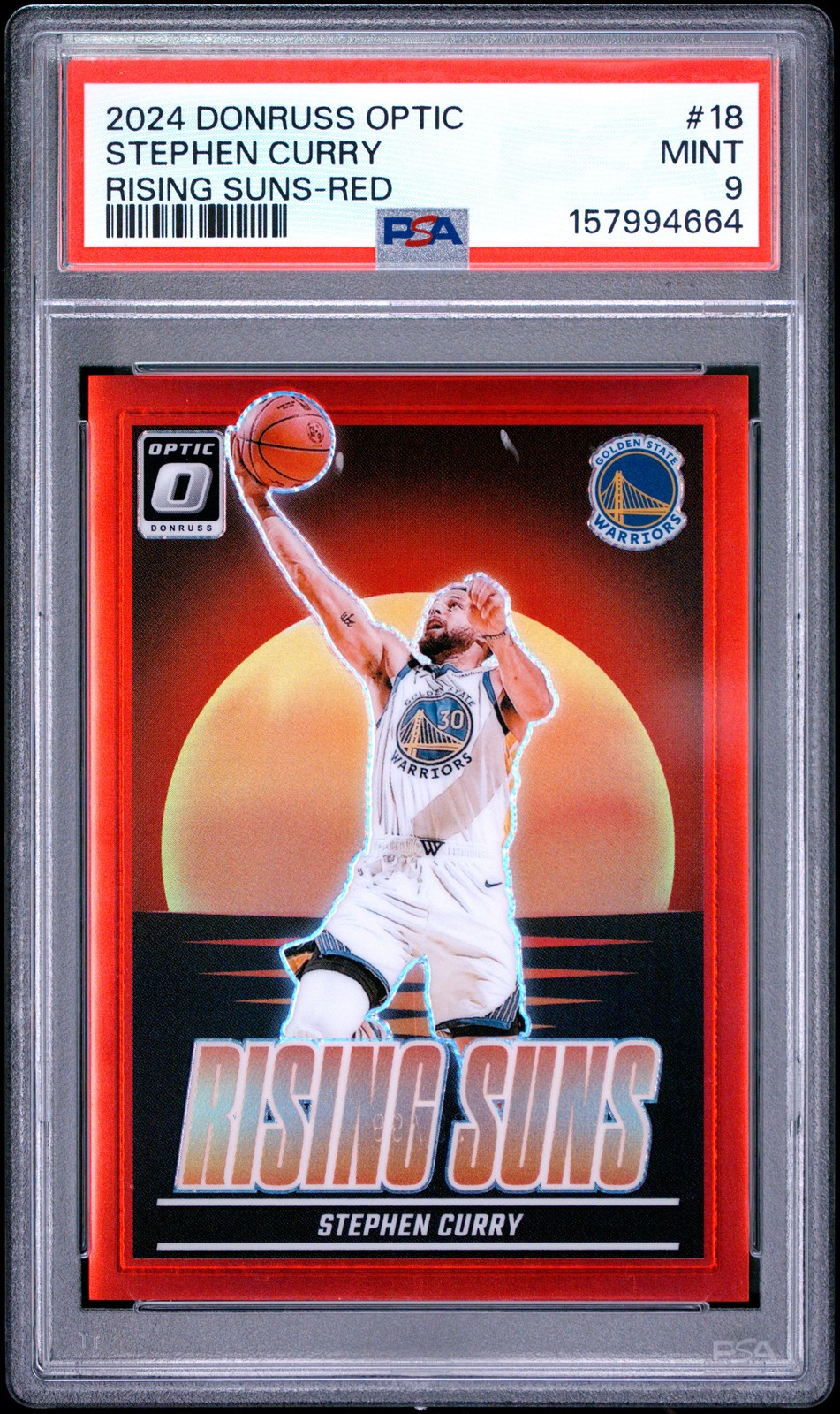 2024 PANINI DONRUSS OPTIC RISING SUNS RED #18 STEPHEN CURRY 29/99 PSA 9