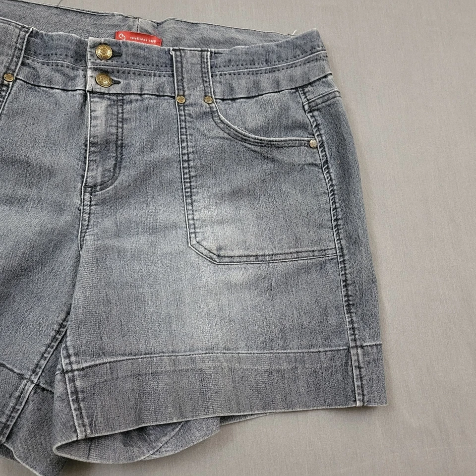 Pantalones Cortos de Granero de Vestido para Mujer Talla 14 Bolsillos de tiro medio 6" Entrepierna Cremallera Denim Gris Foto 3 de 4