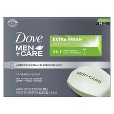Dove Men+Care 3-in-1 Extra Fresh Cleanser – 14 Bars for Body, Face & Shaving