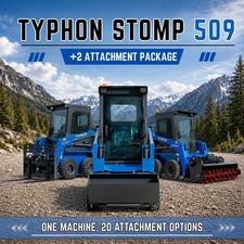 TYPHON STOMP 509 4WD Skid Steer Loader 1.4 Ton Kubota EPA w 2 Attachment Option