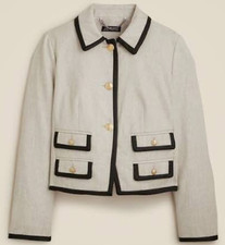 J CREW Navy Blue Lucie Lady Jacket In Stretch Linen Blend - size 10 - NWT