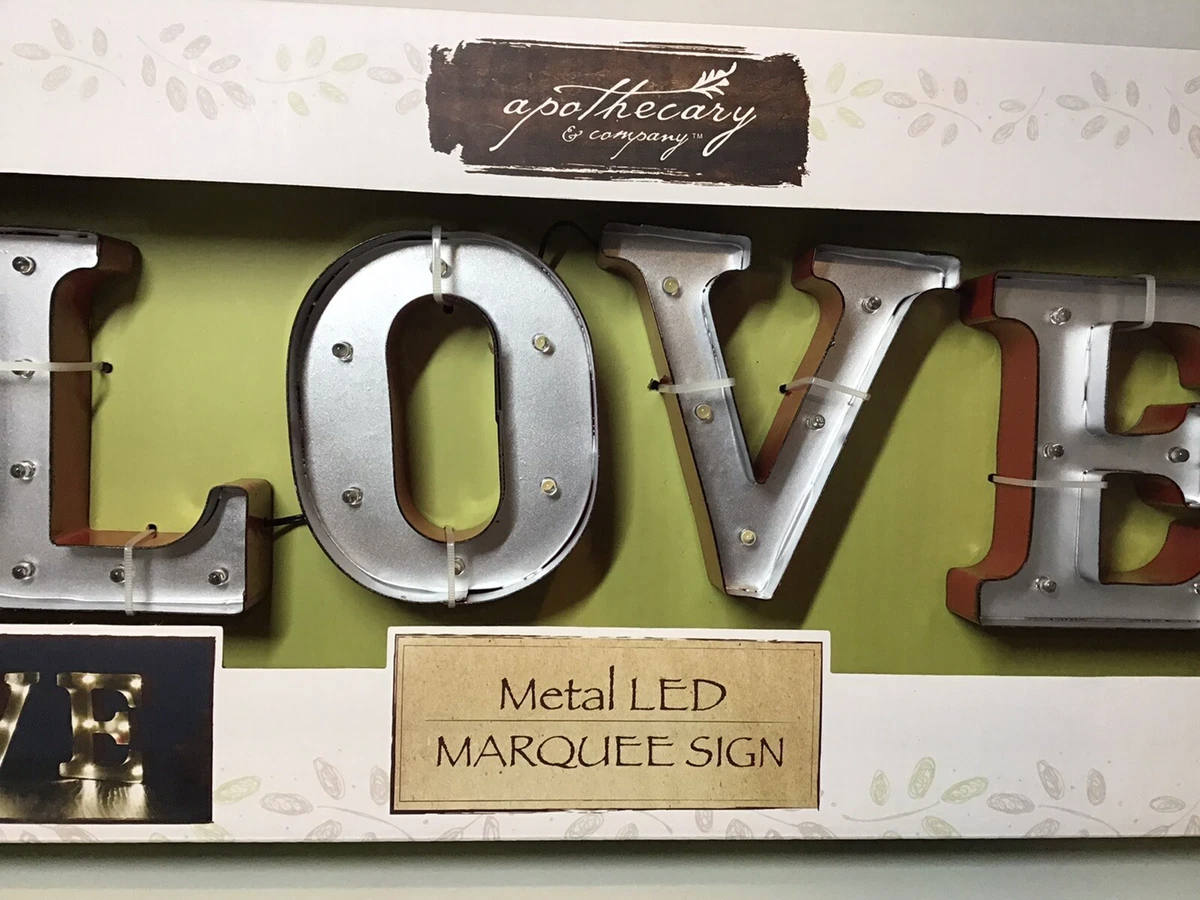 Apothecary Metal LED Marquee Sign LOVE built in timer eBay