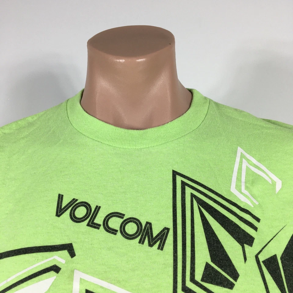 VTG 90s y2k VOLCOM Stone Neon Lime Green Surf Skate California T-Shirt Sz M - Image 4 of 4