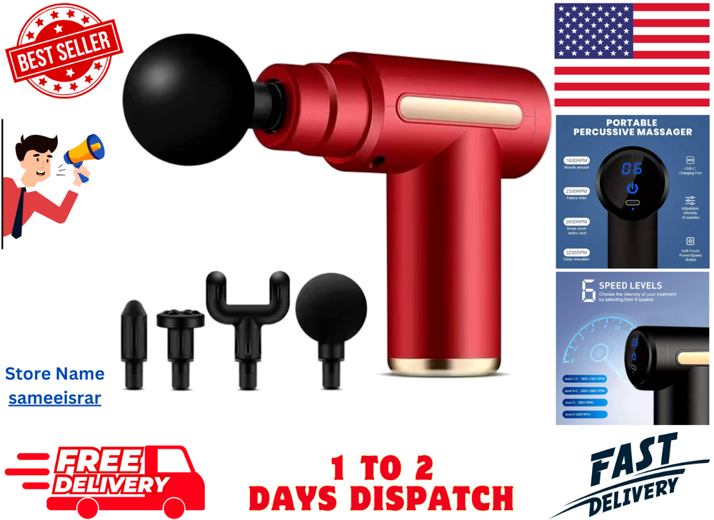 6-Speed Percussion Massage Gun for Deep Tissue Muscle Relief