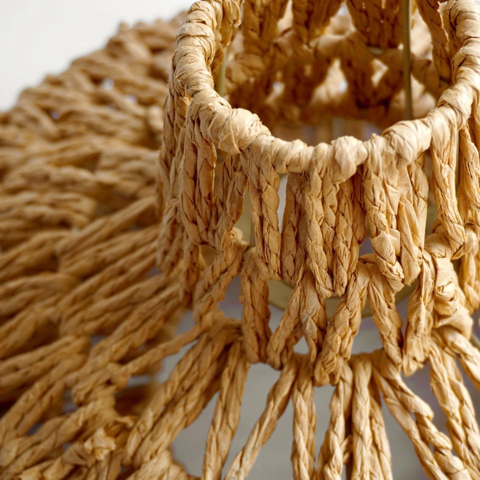 Pendant Light Shade Paper Rope Rattan for Dining Room Living Room ...
