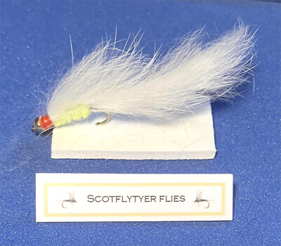 4 x Scotflytyer White Bunny Leech (B830 Größe 10 Kamasan Haken)