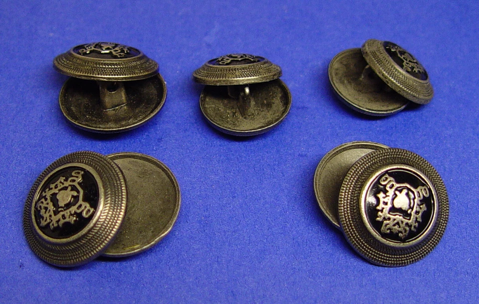 10 vtg XOXO Dark silver metal buttons black enamel style buttons,good used cond. - Image 4 of 4