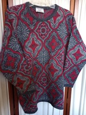 Vintage College Point Women's Sweater 80's Acrylic Knit USA Made Gray Magenta