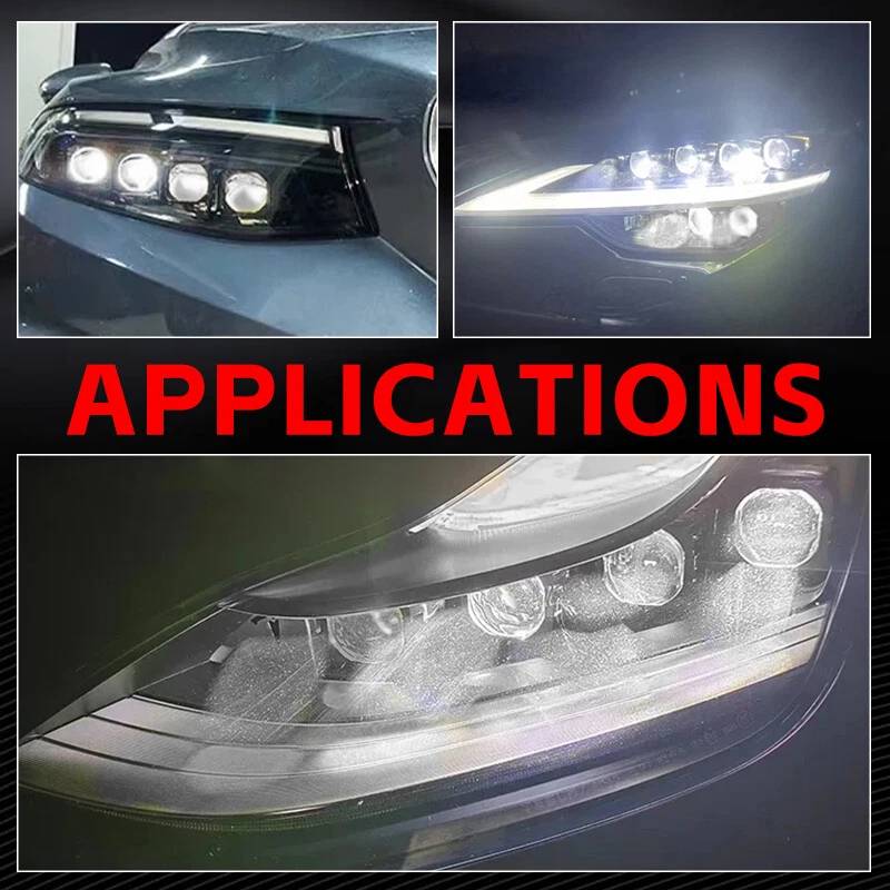 Lente projetor 2x 1,5 pol. bi LED farol retrofit feixe Hi/Lo branco universal - Imagem 2 de 4