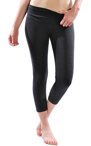 Solid Fold Over Waistband Capri Cotton 