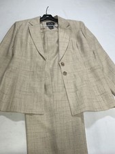 Womens Clio Tan Check Pant Suit Size 12 EUC