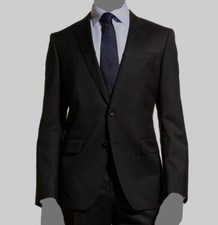  595 Hugo Boss 44R Men Slim Fit Black Virgin Wool Sport Coat Suit Jacket Blazer