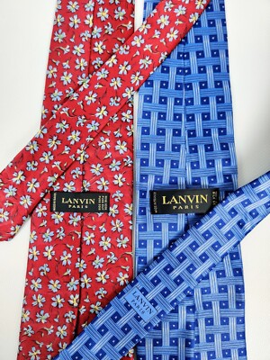 LANVIN Paris 100% Silk Ties X2 Made In France